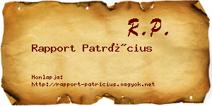Rapport Patrícius névjegykártya